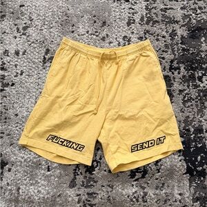 NELK Boys Yellow “F***ing Send It” Lounge Shorts – Men’s Large